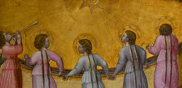 Fünf tanzende Engel / Sonne von Giovanni di Paolo in Condé Chantilly